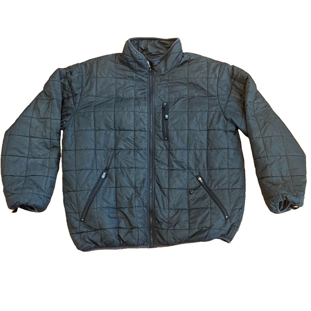 LL Bean Jacket Men XL Black Goose Down Puffer Quilted Bubble Nylon Zip Outdoor